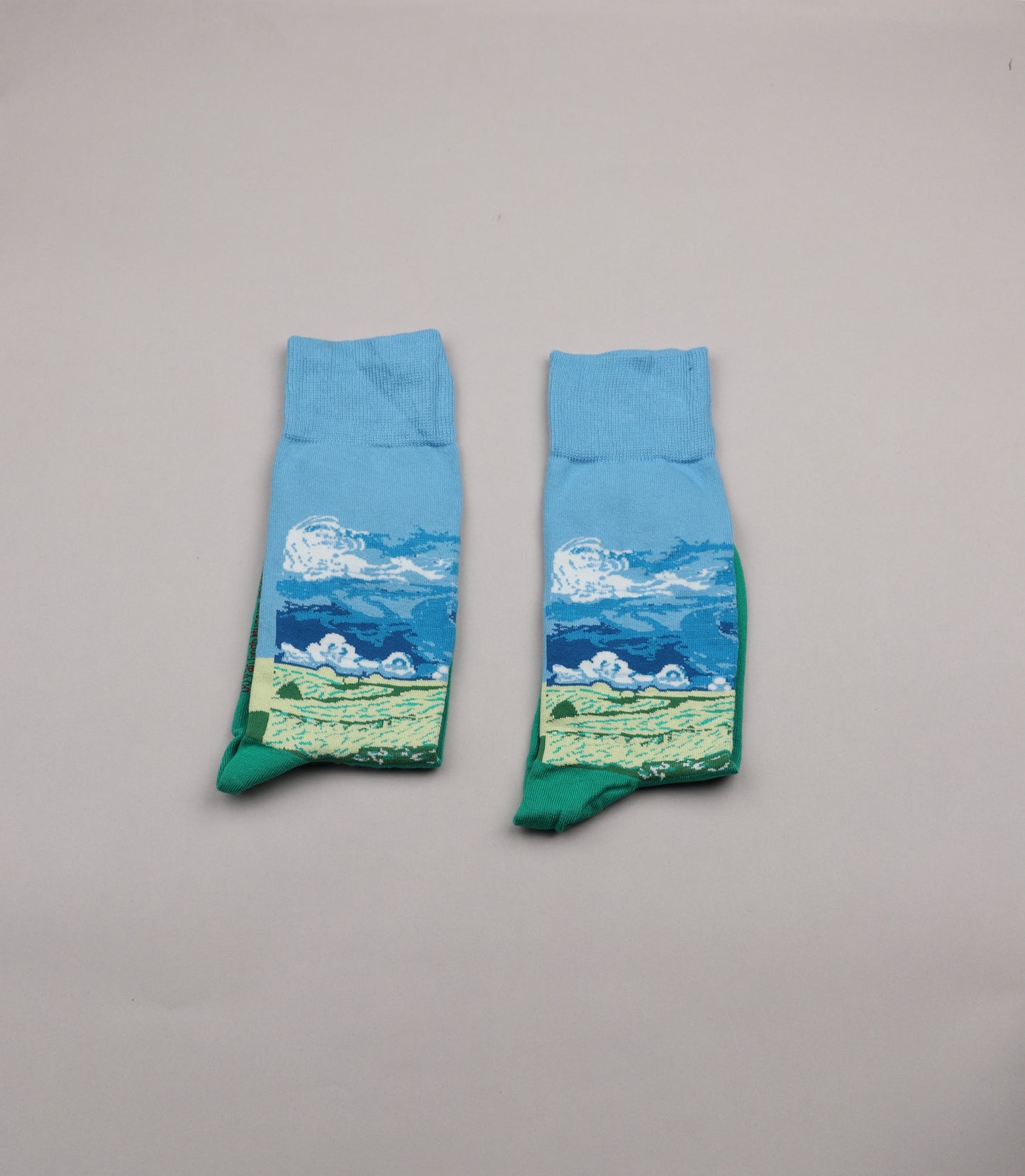 High Ankle Printed Socks ( Mountain Scene )