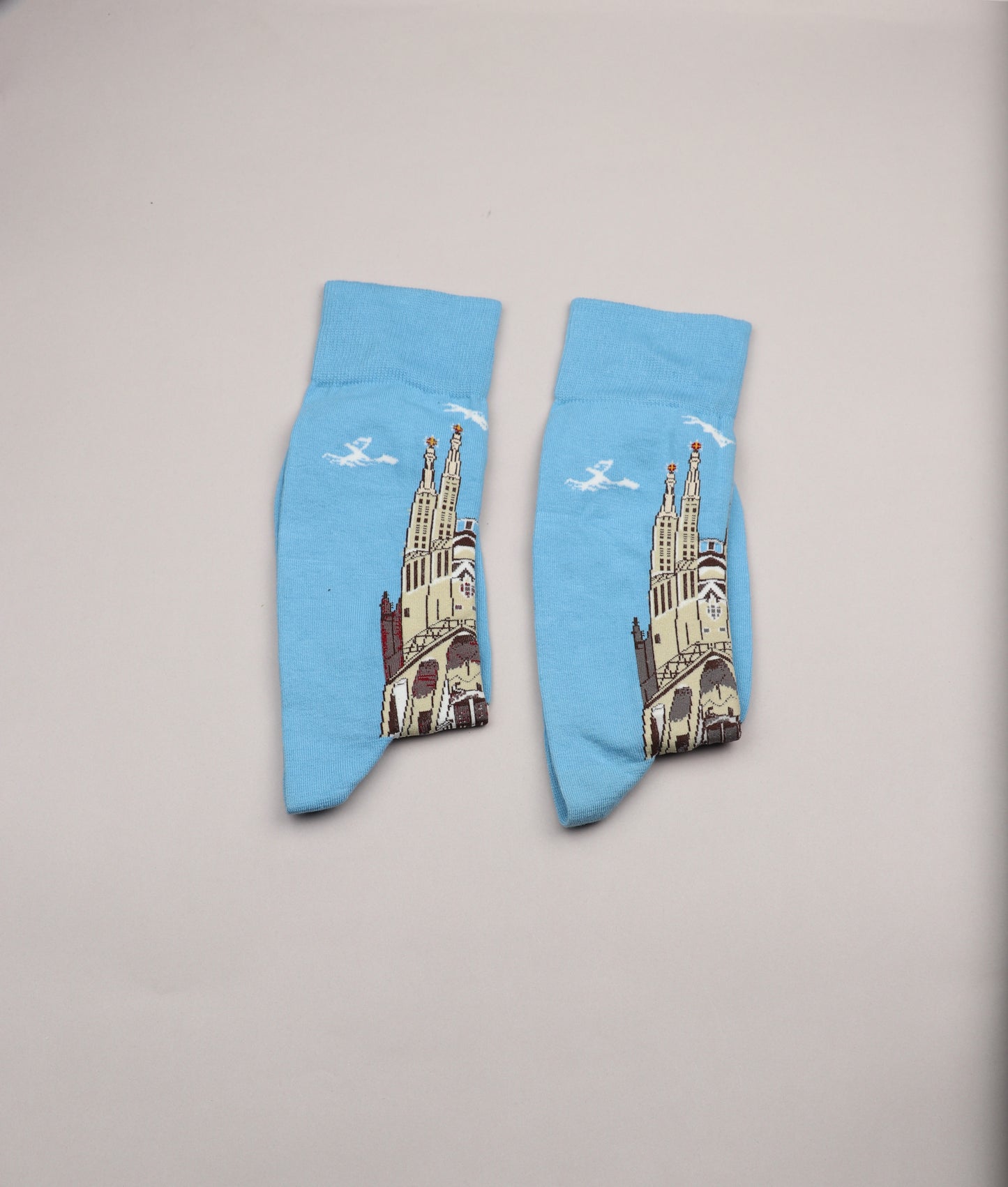 High Ankle Printed Socks ( Building in Sky )