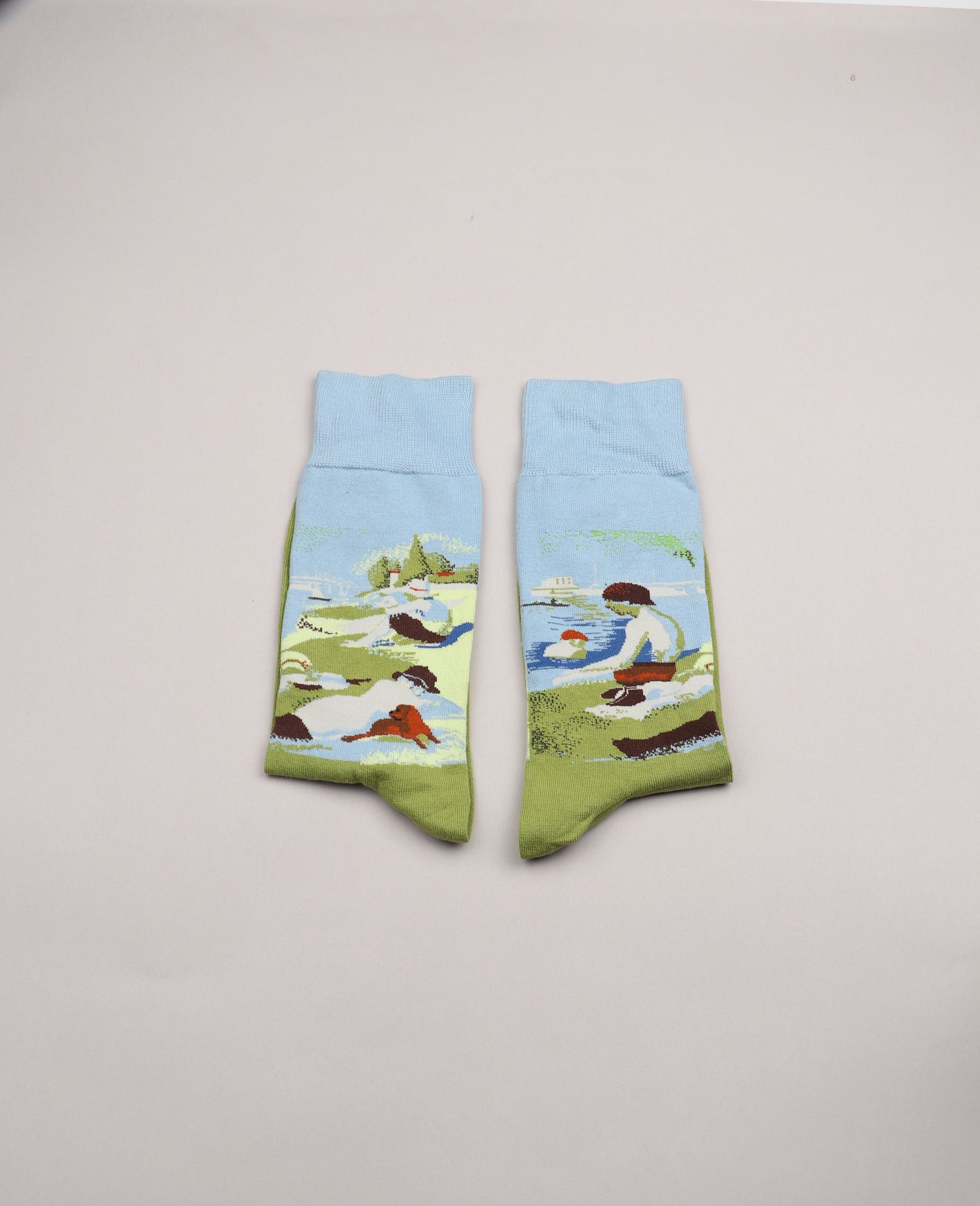 High Ankle Printed Socks ( evening New Brook )
